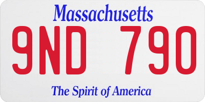 MA license plate 9ND790