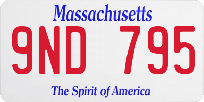 MA license plate 9ND795