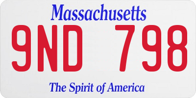 MA license plate 9ND798