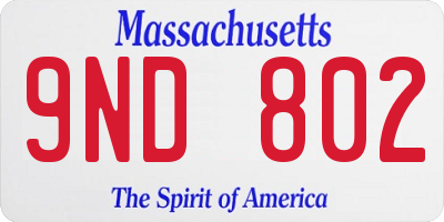 MA license plate 9ND802