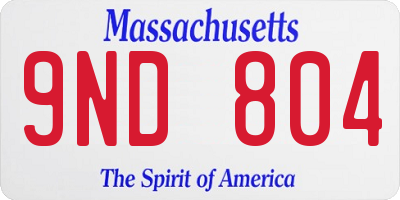 MA license plate 9ND804