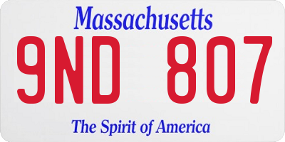 MA license plate 9ND807