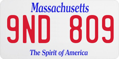 MA license plate 9ND809