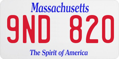 MA license plate 9ND820