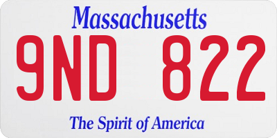 MA license plate 9ND822