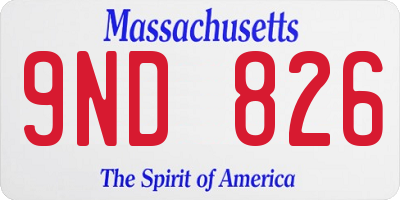 MA license plate 9ND826