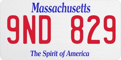 MA license plate 9ND829