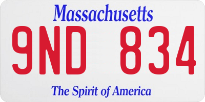 MA license plate 9ND834