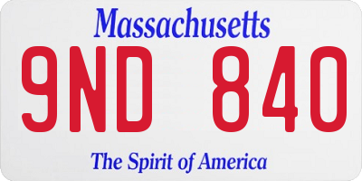 MA license plate 9ND840