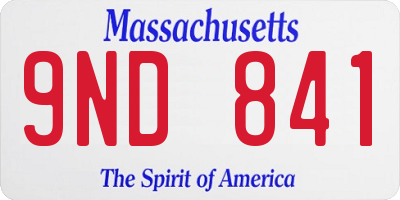 MA license plate 9ND841