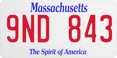 MA license plate 9ND843