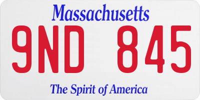 MA license plate 9ND845