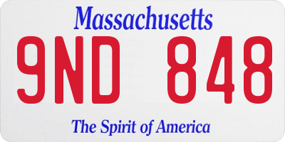 MA license plate 9ND848