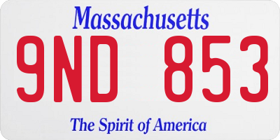 MA license plate 9ND853