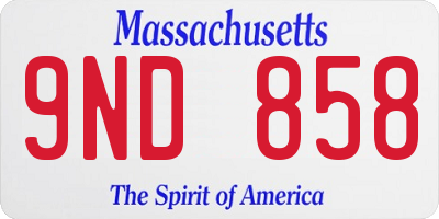 MA license plate 9ND858