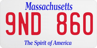 MA license plate 9ND860