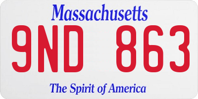 MA license plate 9ND863