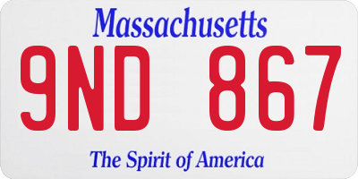 MA license plate 9ND867