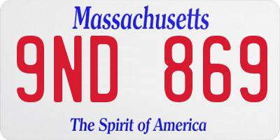 MA license plate 9ND869
