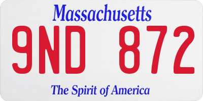 MA license plate 9ND872