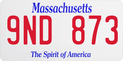 MA license plate 9ND873