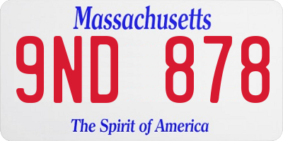MA license plate 9ND878
