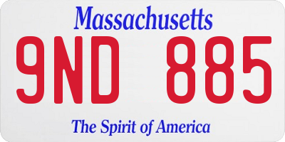 MA license plate 9ND885