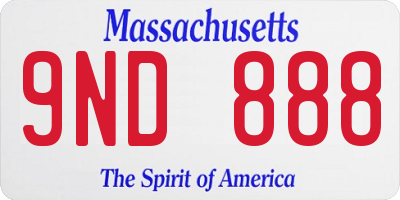 MA license plate 9ND888