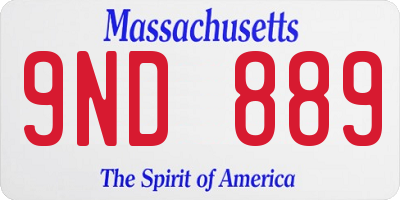 MA license plate 9ND889