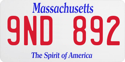 MA license plate 9ND892