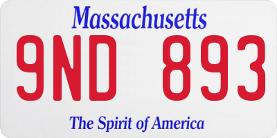 MA license plate 9ND893