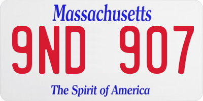 MA license plate 9ND907