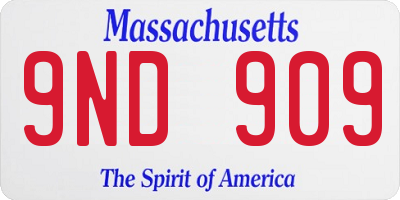 MA license plate 9ND909