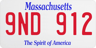 MA license plate 9ND912