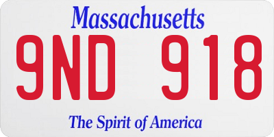 MA license plate 9ND918