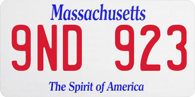 MA license plate 9ND923