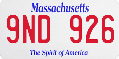 MA license plate 9ND926