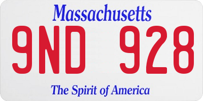 MA license plate 9ND928