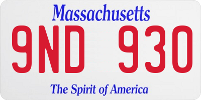 MA license plate 9ND930