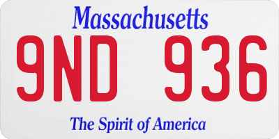 MA license plate 9ND936
