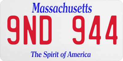 MA license plate 9ND944