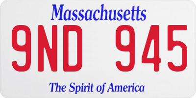 MA license plate 9ND945