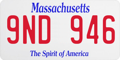 MA license plate 9ND946