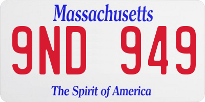 MA license plate 9ND949