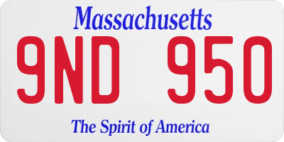 MA license plate 9ND950