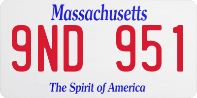 MA license plate 9ND951