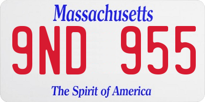 MA license plate 9ND955