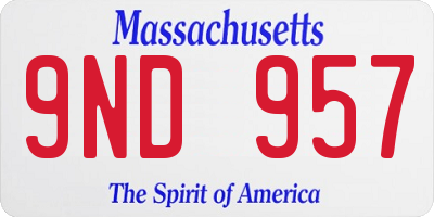MA license plate 9ND957