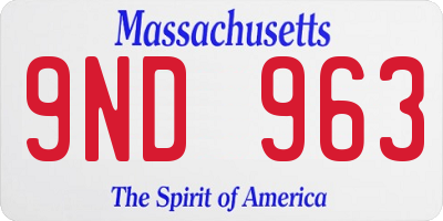 MA license plate 9ND963