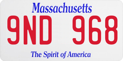 MA license plate 9ND968